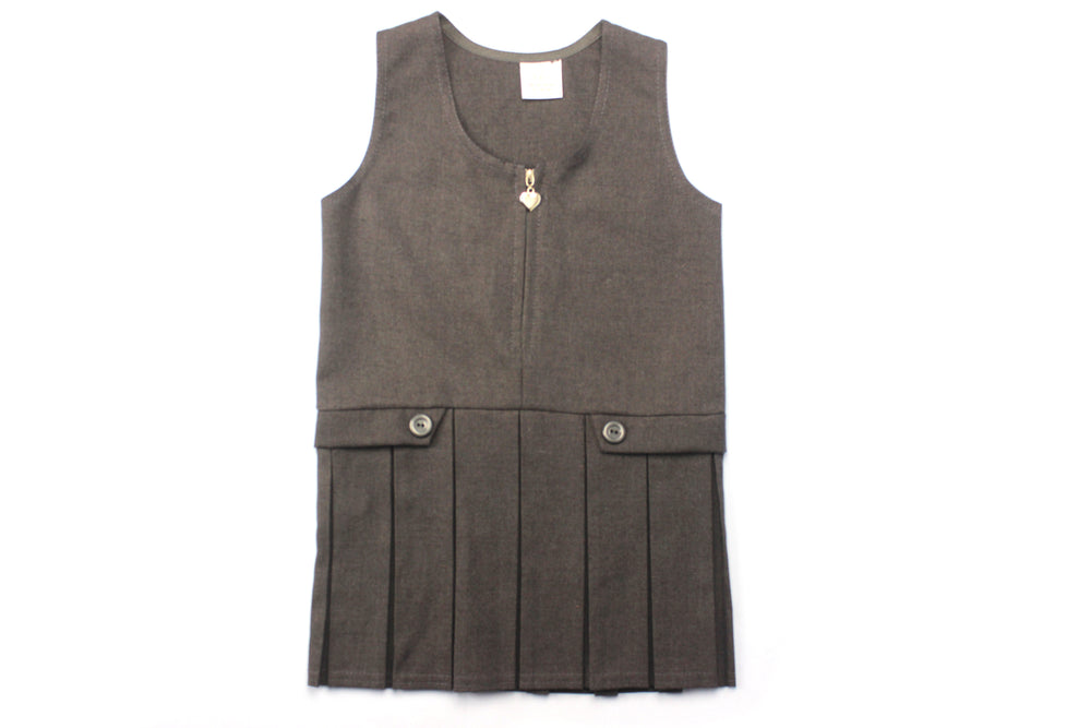 PINAFORE DRESS TWO BUTTON ZIP