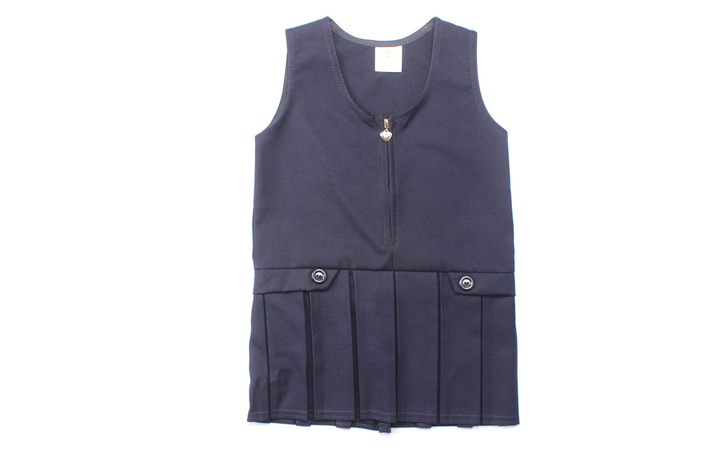 PINAFORE DRESS TWO BUTTON ZIP